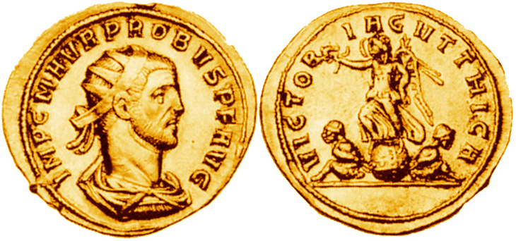 Unlisted Probus aureus, neighbour of RIC 600.